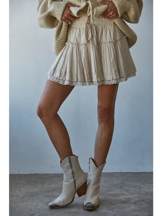 Woven Cotton Tiered Flare Skirt