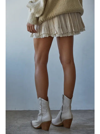 Woven Cotton Tiered Flare Skirt