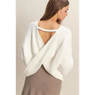 Oversized Fuzzy Sweater with Back Twist