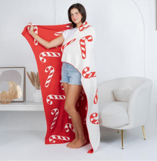 Candy Cane Throw Blanket