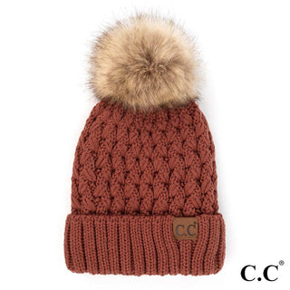 C.C Lattice Crossover Pom Beanie