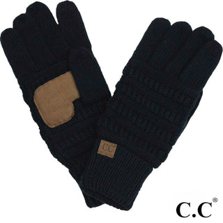 C.C. Solid Ribbed Smart Touch Gloves