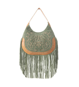 Myra Sage Whisper Fringe Leather Bag