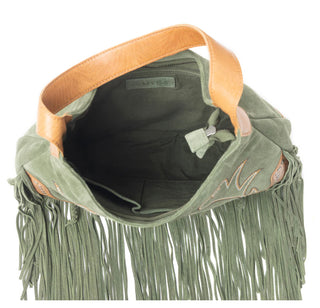 Myra Sage Whisper Fringe Leather Bag