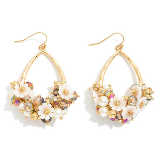 Golden Petal Cluster Drop Earrings
