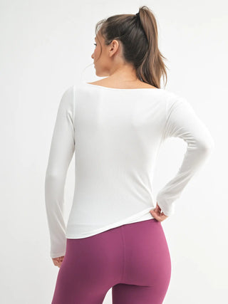 Barely There Boat Neck Micro-Ribbed Top
