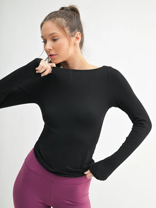 Barely There Boat Neck Micro-Ribbed Top