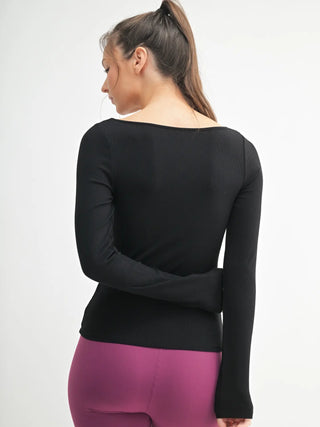 Barely There Boat Neck Micro-Ribbed Top