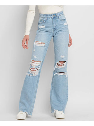 90's Vintage Super High Rise Distressed Flare Jeans
