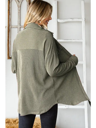 Rib Drop Shoulder Shacket