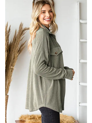 Rib Drop Shoulder Shacket