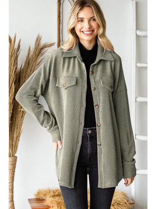 Rib Drop Shoulder Shacket