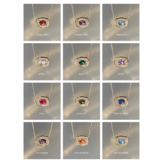 SPUR WEST-Ultra Mini Belt Buckle Birthstone Necklace