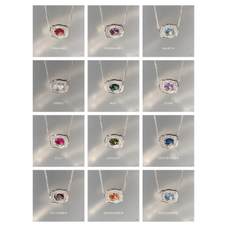 SPUR WEST-Ultra Mini Belt Buckle Birthstone Necklace