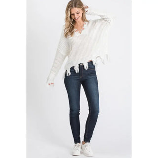 Destroyed V-Neck Sweater