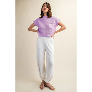 Drop Shoulder Rib Knit Sweater