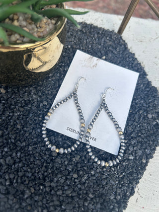 Sterling Silver Bead Earrings w/ 14K Gold Plate