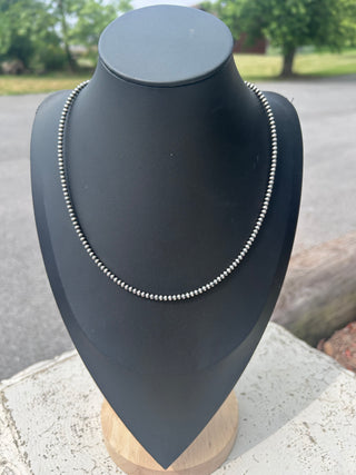 Navajo Sterling Silver 3mm Pearl Necklace