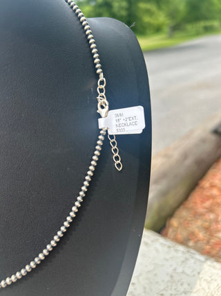 Navajo Sterling Silver 3mm Pearl Necklace