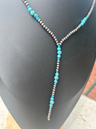 Sonoran Turquoise Lariat Handstrung Necklace