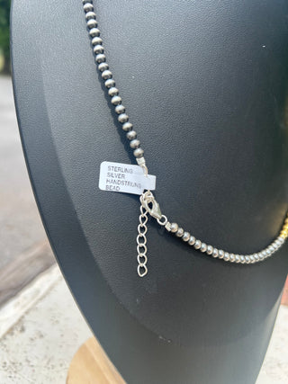 Sterling Silver w/ 14k Gold Plated Handstrung Necklace