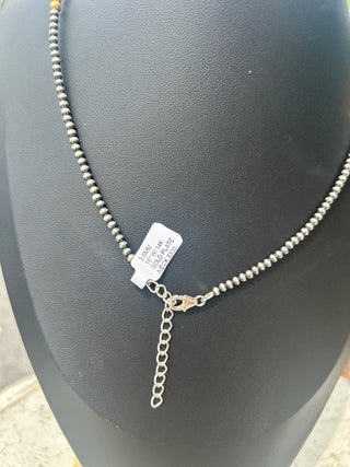 SS Handstrung Bead w/ 14k Gold Plate Necklace