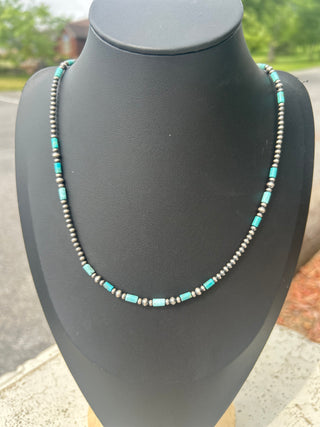 Red Skin Turquoise Handstrung Necklace