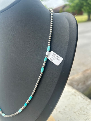 Red Skin Turquoise Handstrung Necklace