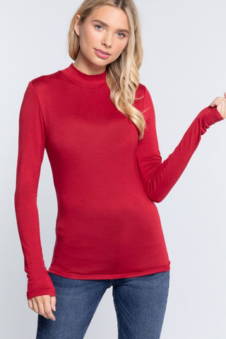 Long Sleeve Mock Neck Fitted Shirt