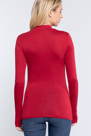 Long Sleeve Mock Neck Fitted Shirt