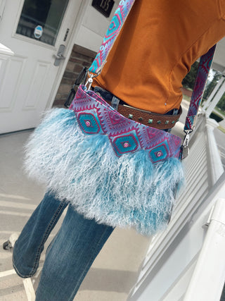 Blue Moon Handcrafted Mongolian Lamb Bag