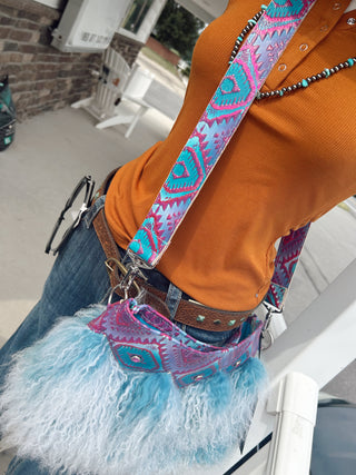 Blue Moon Handcrafted Mongolian Lamb Bag