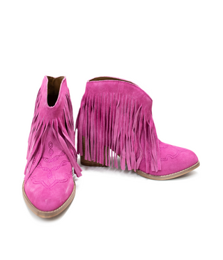 Amos Fringe Ankle Bootie in Suede