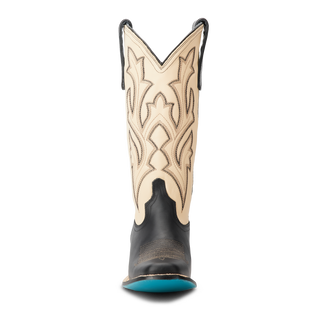 Classic Square Boot - Jet Black and Pale Ivory