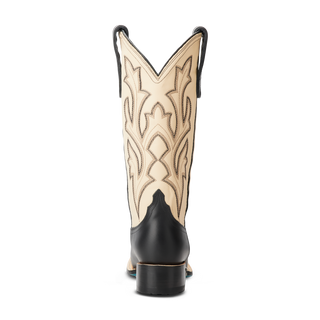Classic Square Boot - Jet Black and Pale Ivory