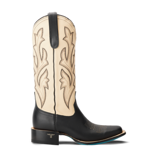 Classic Square Boot - Jet Black and Pale Ivory