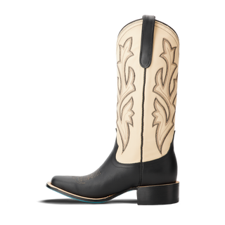 Classic Square Boot - Jet Black and Pale Ivory