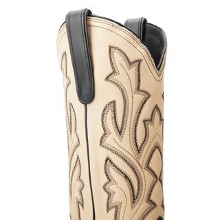 Classic Square Boot - Jet Black and Pale Ivory