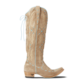 Reverie Knee High Corset - Latte Suede and Powder Blue