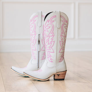 Smokeshow Boot - Matte White and Neon Pink