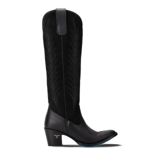 Jentry Knee High Boot - Jet Black & Soft Black Suede