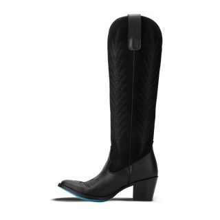 Jentry Knee High Boot - Jet Black & Soft Black Suede