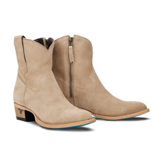 Plain Jane Bootie - Latte Suede