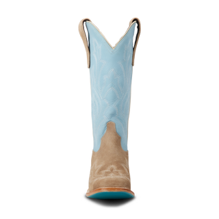 Saratoga Square Boot - Latte Suede and Powder Blue