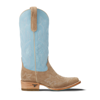 Saratoga Square Boot - Latte Suede and Powder Blue