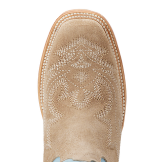 Saratoga Square Boot - Latte Suede and Powder Blue