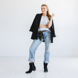 Plain Jane Bootie - Soft Black Suede